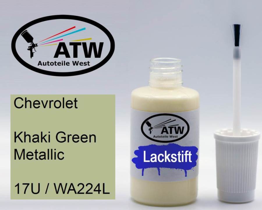 Chevrolet, Khaki Green Metallic, 17U / WA224L: 20ml Lackstift, von ATW Autoteile West.